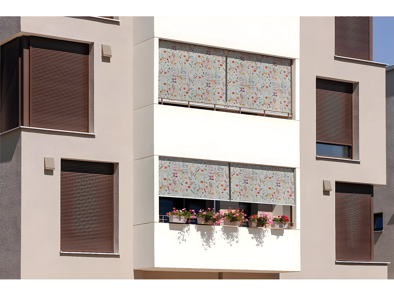 Store enrouleur extérieur moderne - 150x290 cm - Prairie colorée Rideau de balcon, Stores enrouleurs de balcon, Rideau de protection solaire