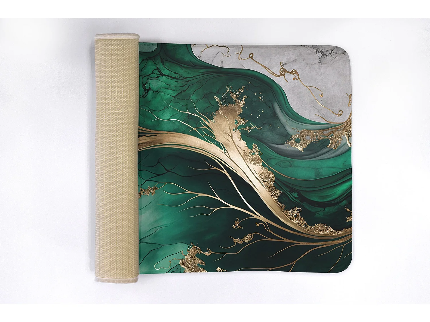 Eleganter Badezimmerteppich 90 x 60 cm – moderner Badezimmerteppich aus sattem grünem Marmor