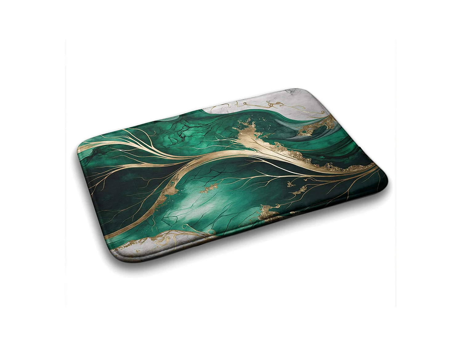Elegant badkamertapijt 90x60 cm - Modern badkamertapijt rijk groen marmer