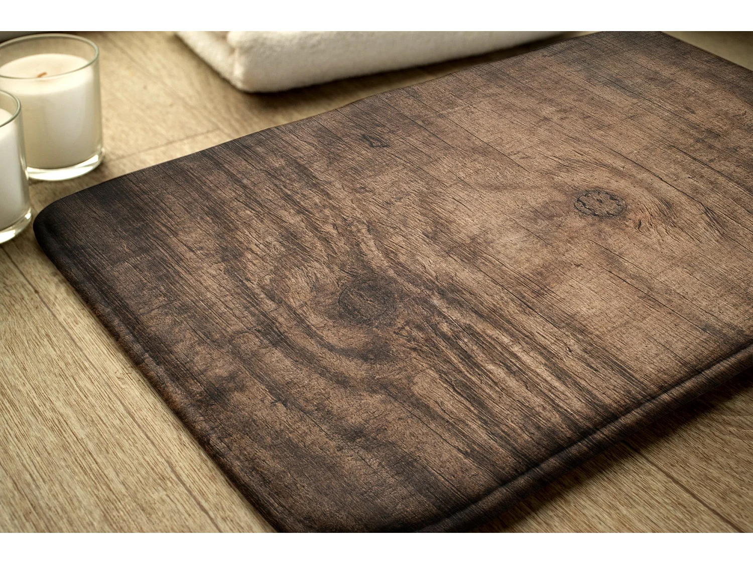 Tapis de salle de bain 75x45 cm - Tapis de salle de bain antidérapant Bois Naturel