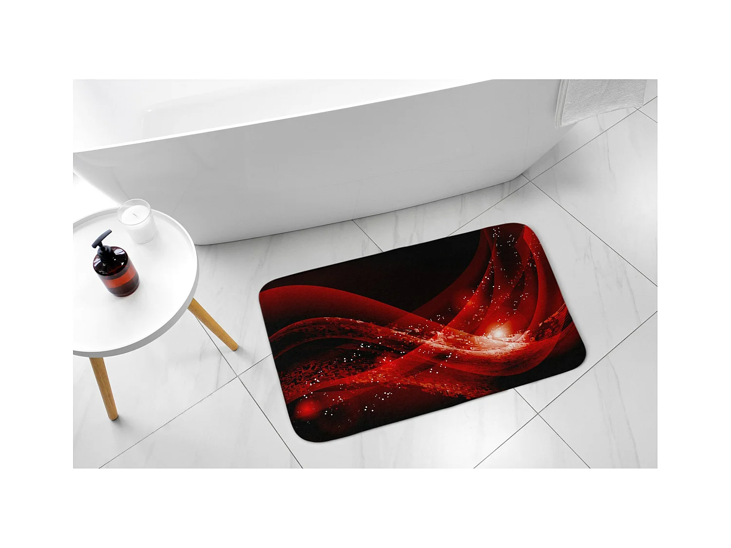 Alfombra De Baño Suave 75x45cm - Alfombra De Baño Antideslizante Abstracción Roja Atrevida