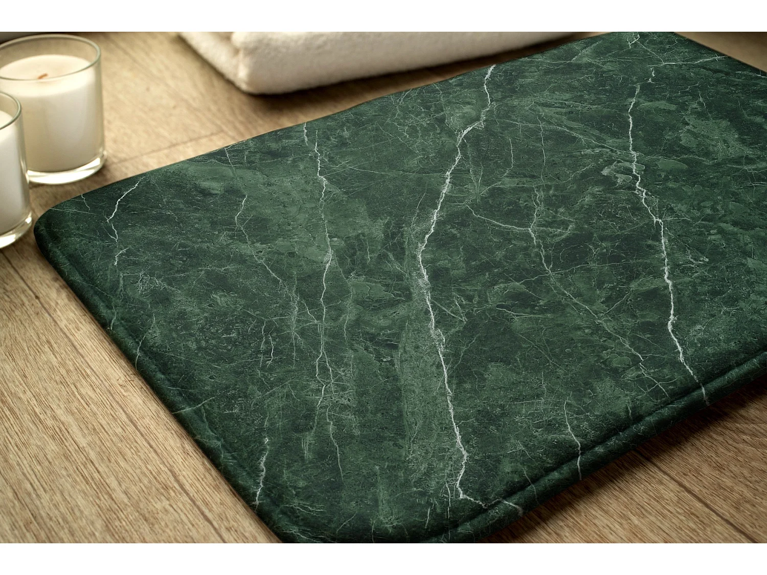 Tapis de salle de bain élégant 75x45 cm - Tapis de salle de bain moderne Marbre vert unique