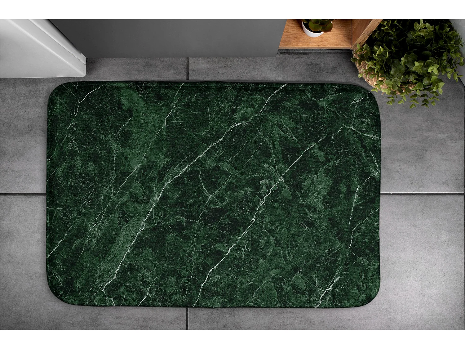 Tapis de salle de bain élégant 75x45 cm - Tapis de salle de bain moderne Marbre vert unique