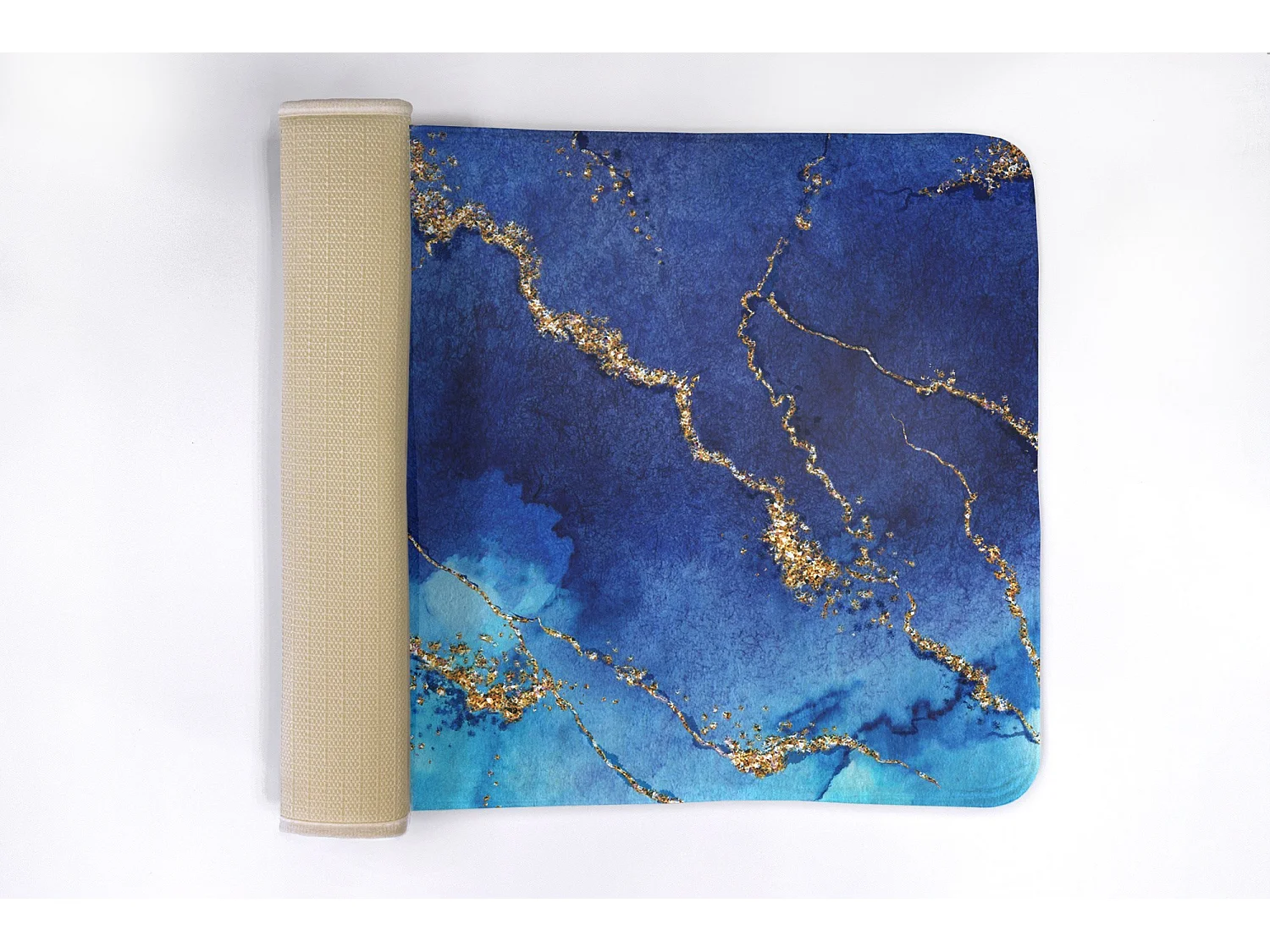 Badezimmermatte 90 x 60 cm – rutschfeste Badezimmermatte aus ruhigem blauem Marmor