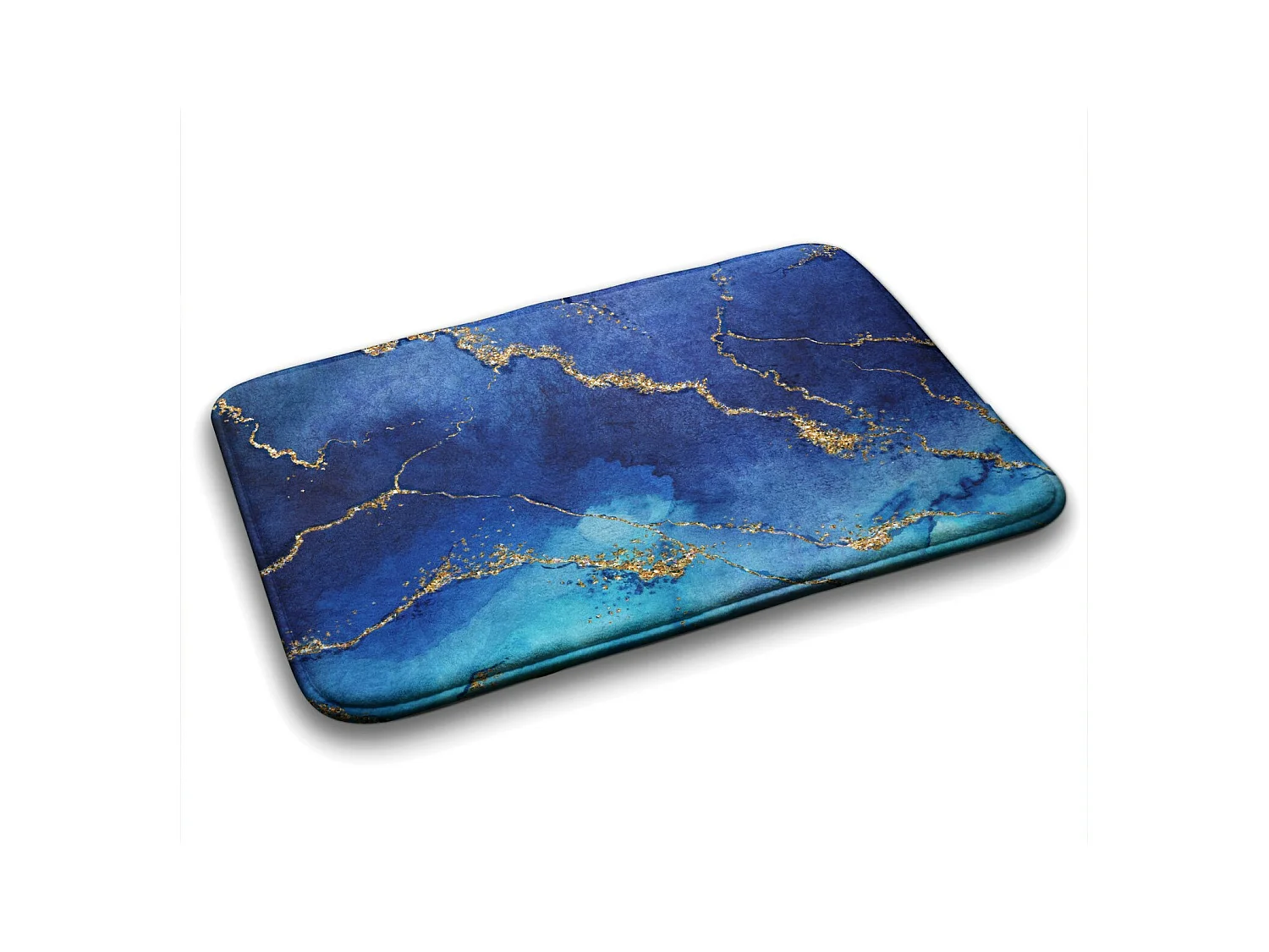 Badkamermat 90x60 cm - Kalm blauw marmeren antislip badkamermat