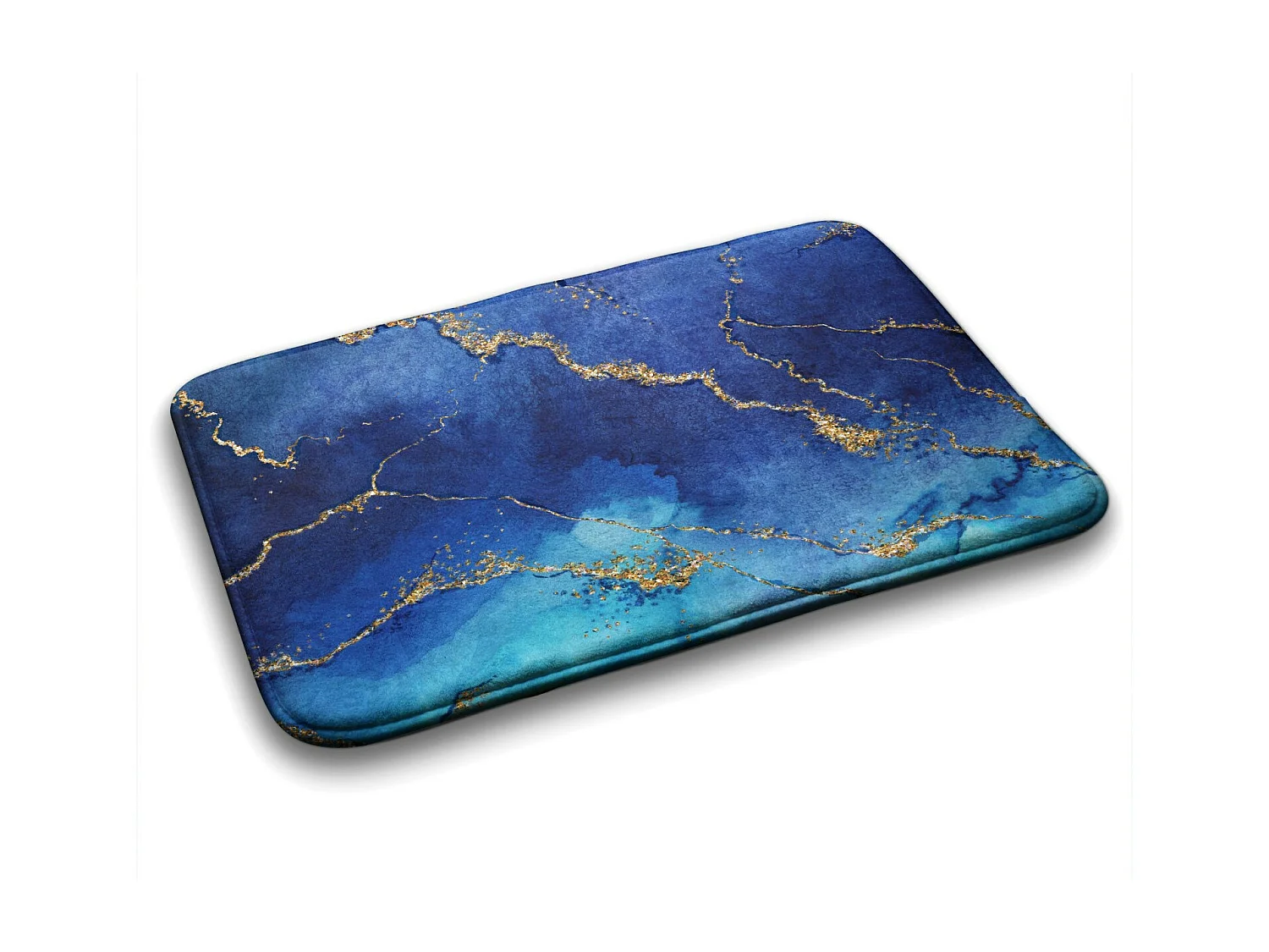 Tapis de salle de bain 90x60 cm - Tapis de salle de bain antidérapant marbre bleu calme