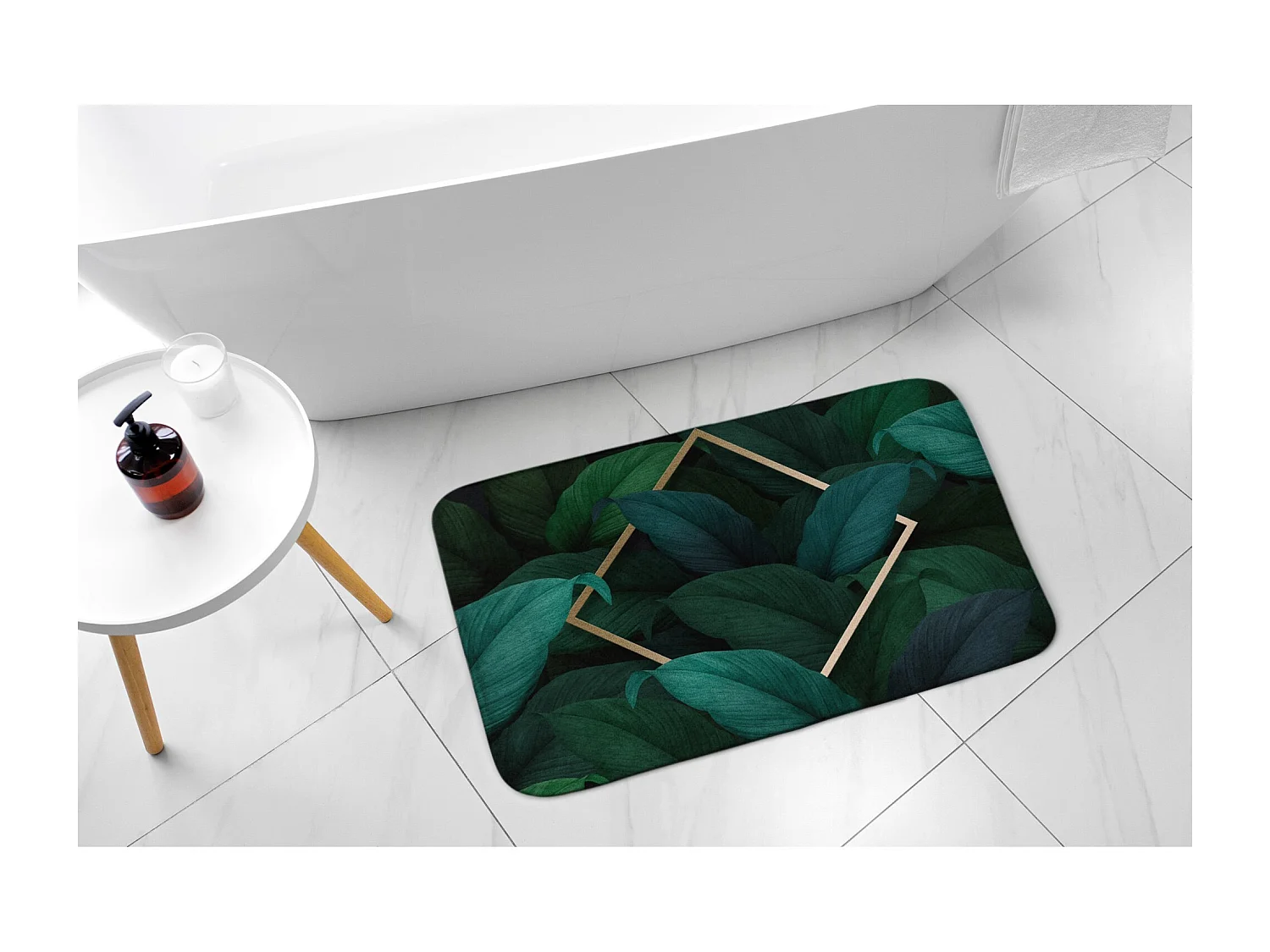 Zacht badkamertapijt 90x60 cm - antislip badkamertapijt exotische tropische bladeren