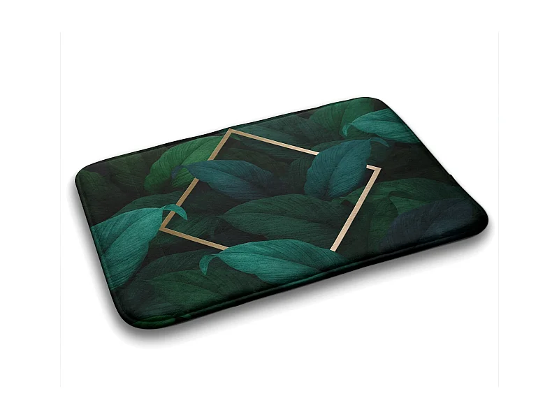 Weicher Badezimmerteppich 90 x 60 cm – rutschfester Badezimmerteppich mit exotischen tropischen Blättern