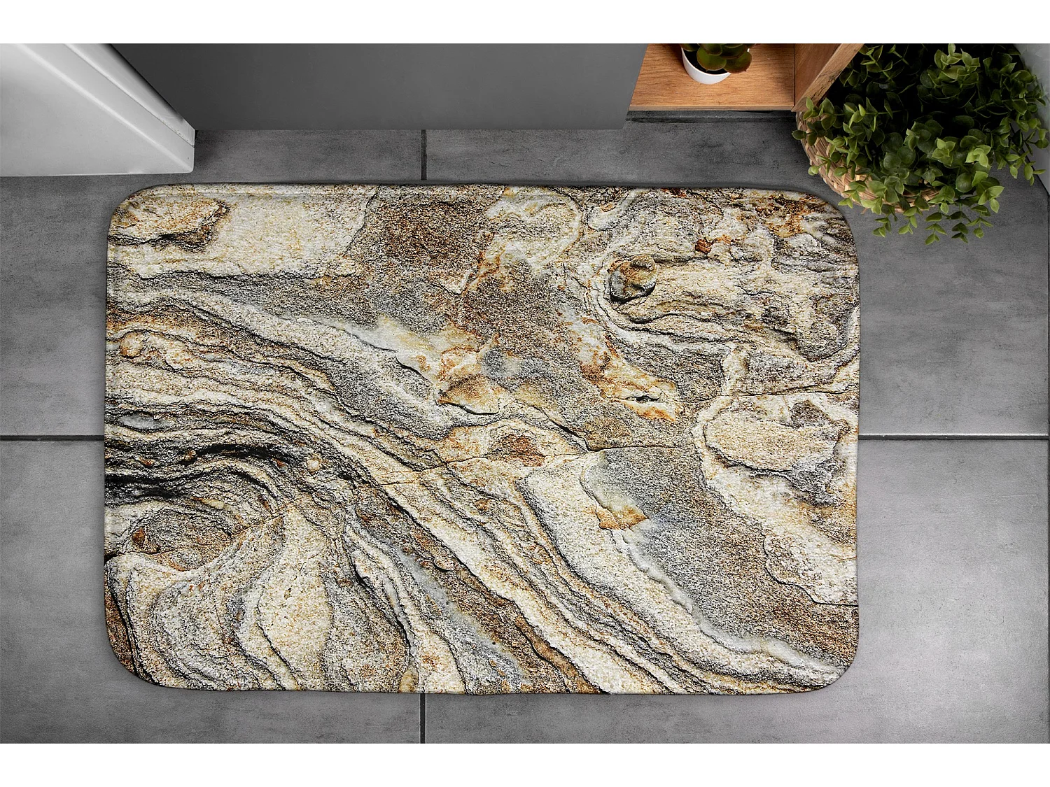 Tappeto da bagno moderno 90x60 cm - Comodo tappeto da bagno Elegante in marmo