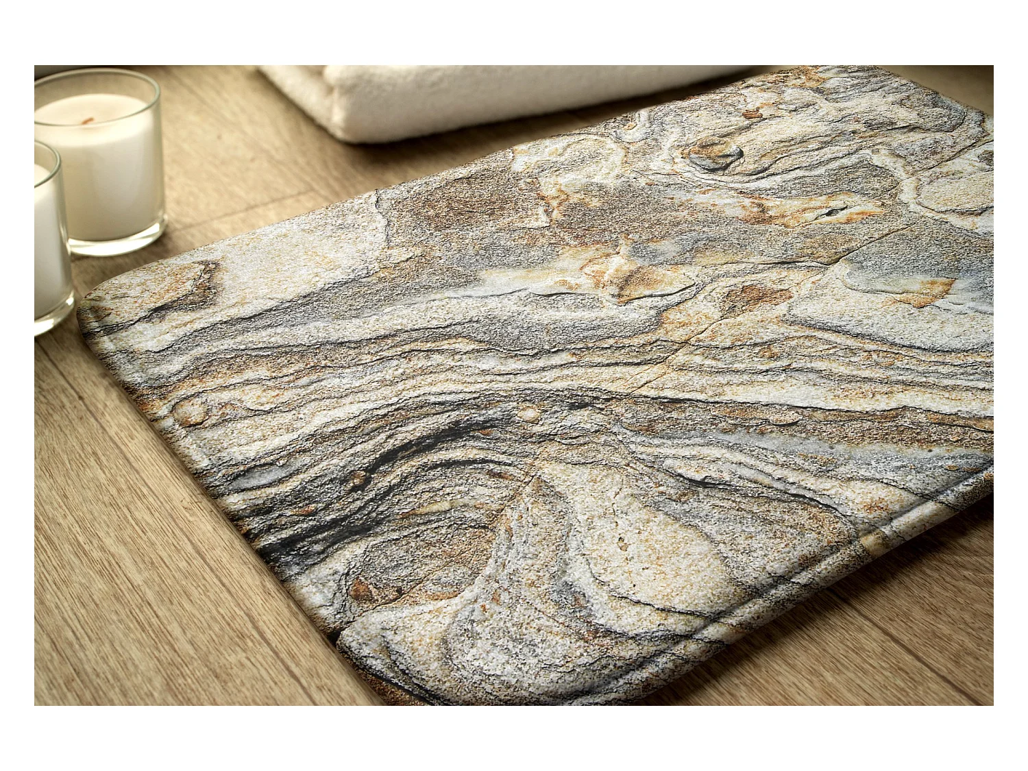 Moderner Badezimmerteppich 90x60 cm - Bequemer Badezimmerteppich aus elegantem Marmor