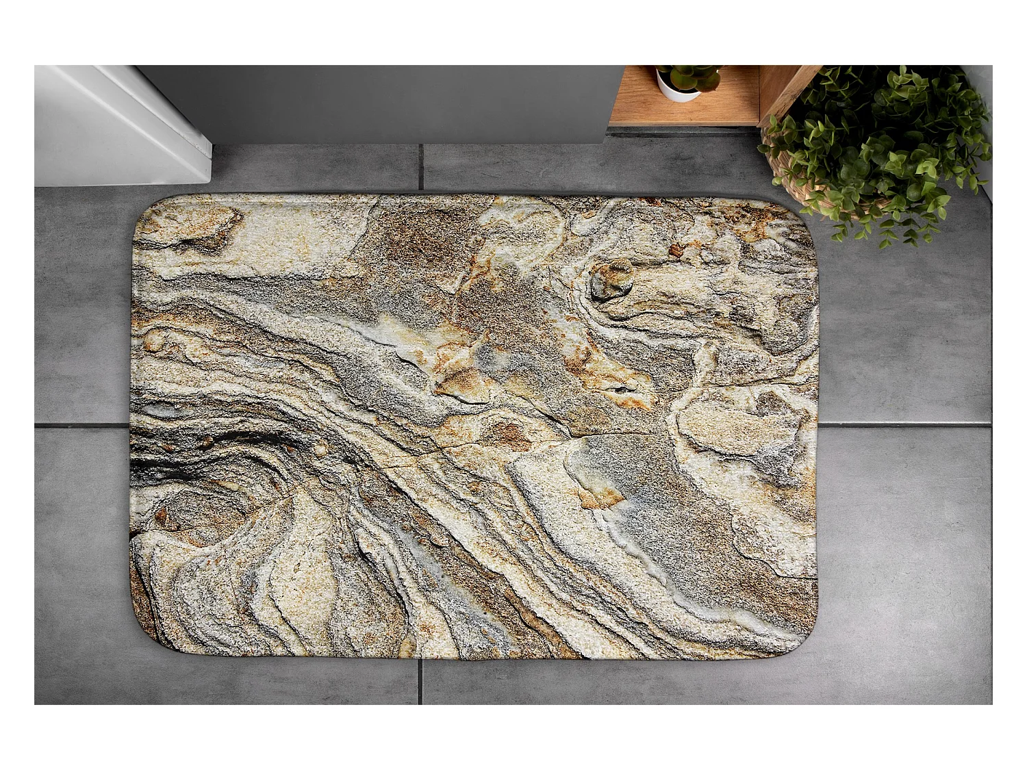 Moderner Badezimmerteppich 90x60 cm - Bequemer Badezimmerteppich aus elegantem Marmor