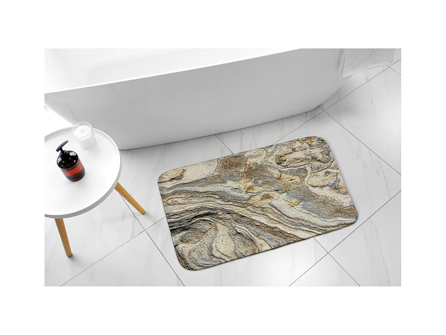 Moderner Badezimmerteppich 90x60 cm - Bequemer Badezimmerteppich aus elegantem Marmor