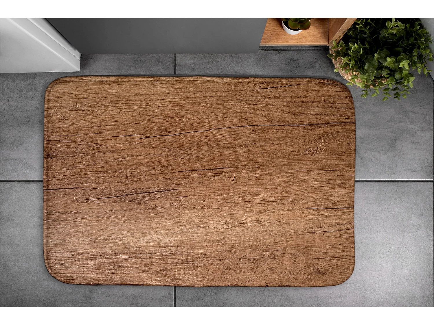 Tapis de salle de bain 90x60 cm - Tapis de salle de bain antidérapant Planche de bois naturel