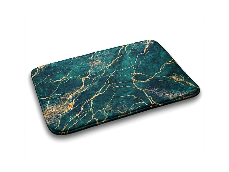 Moderner Badezimmerteppich 75x45 cm – Bequemer, luxuriöser Badezimmerteppich aus grünem Marmor