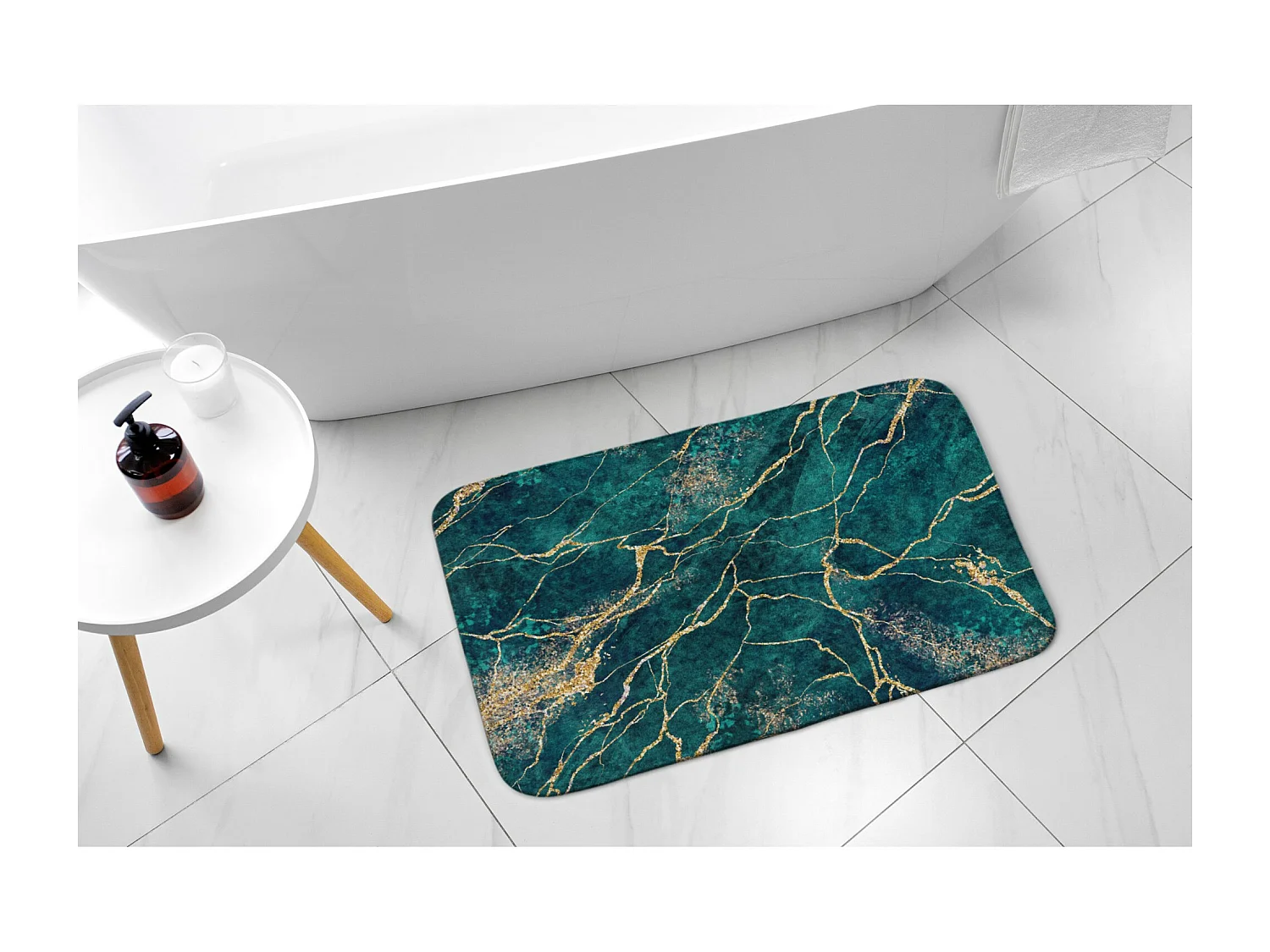 Tapis de salle de bain moderne 75x45 cm - Tapis de salle de bain confortable luxueux marbre vert