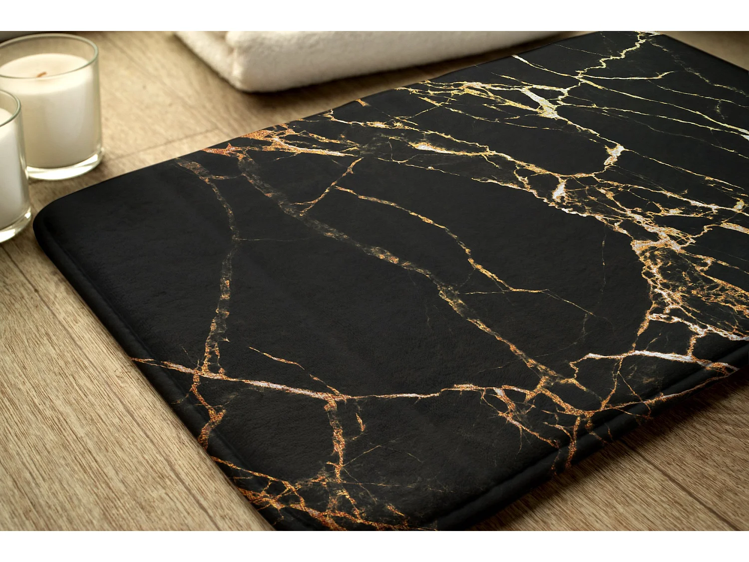 Weicher Badezimmerteppich 75 x 45 cm – rutschfester Badezimmerteppich mit klassischem Marmormuster