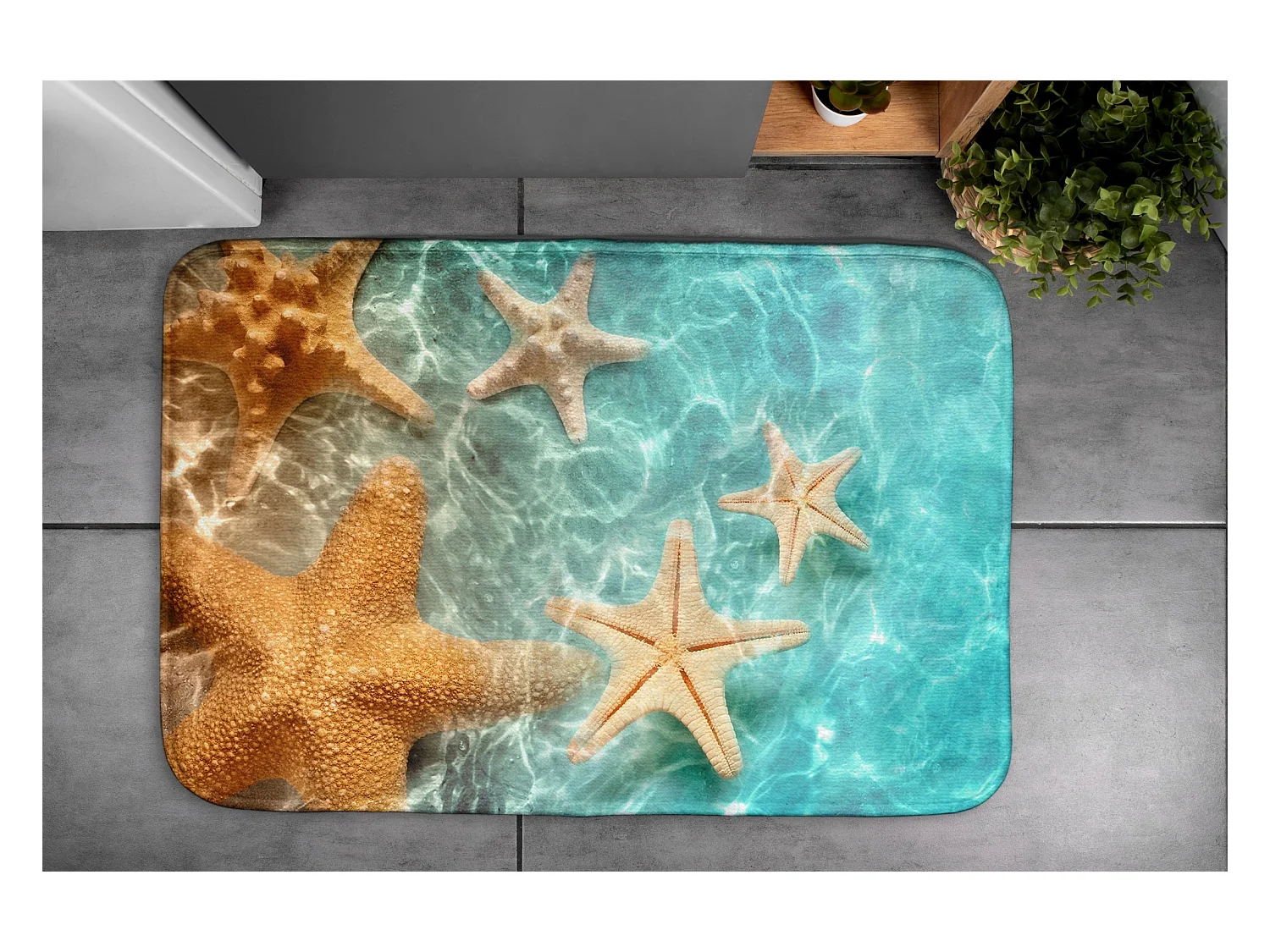 Elegante tappeto da bagno 75x45 cm - Tappeto da bagno moderno Starfish