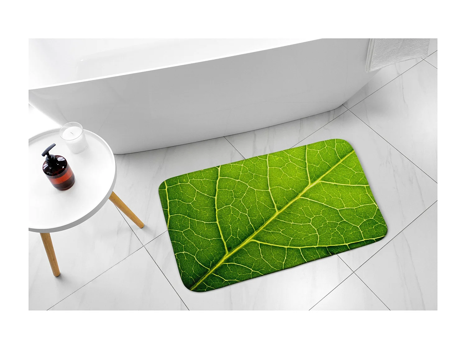 Luxuriöser Badezimmerteppich 90 x 60 cm – weiche Badematte Fresh Leaf