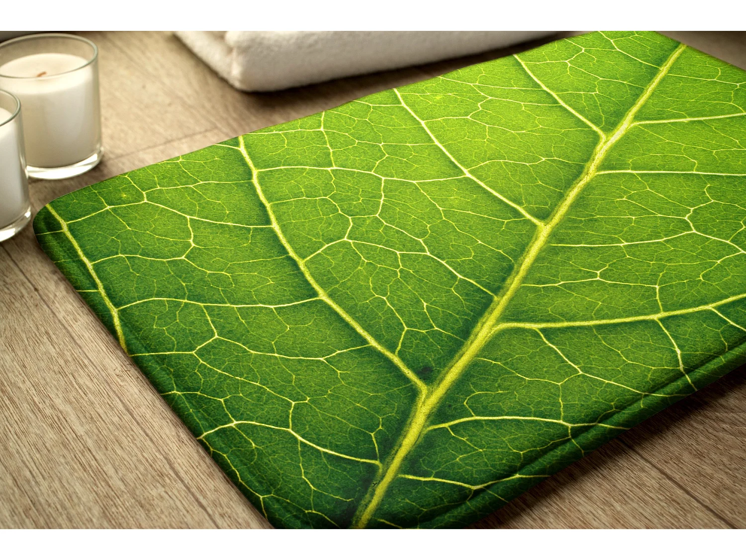 Tapis de salle de bain de luxe 90x60 cm - Tapis de bain doux Fresh Leaf