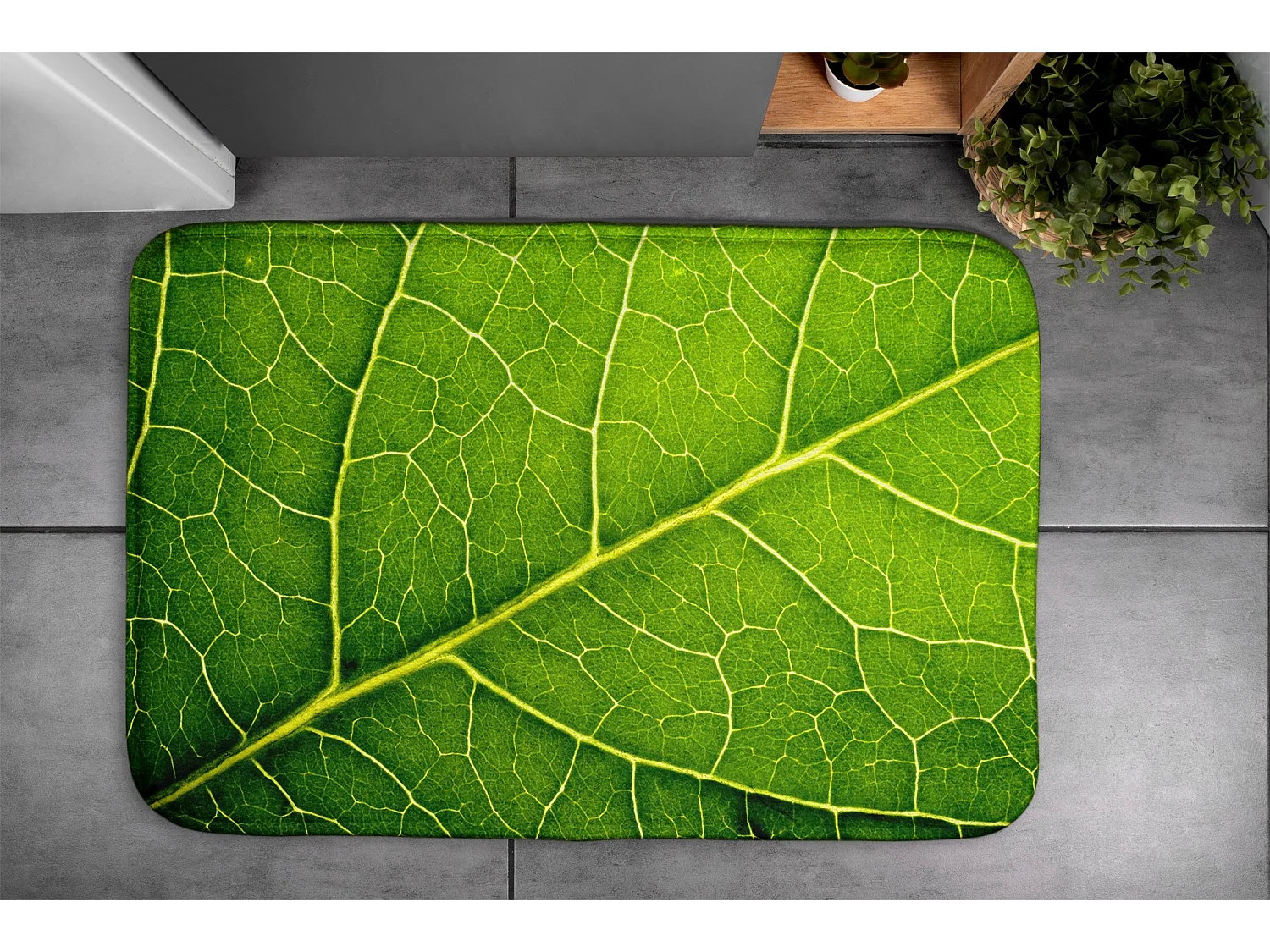 Tapis de salle de bain de luxe 90x60 cm - Tapis de bain doux Fresh Leaf