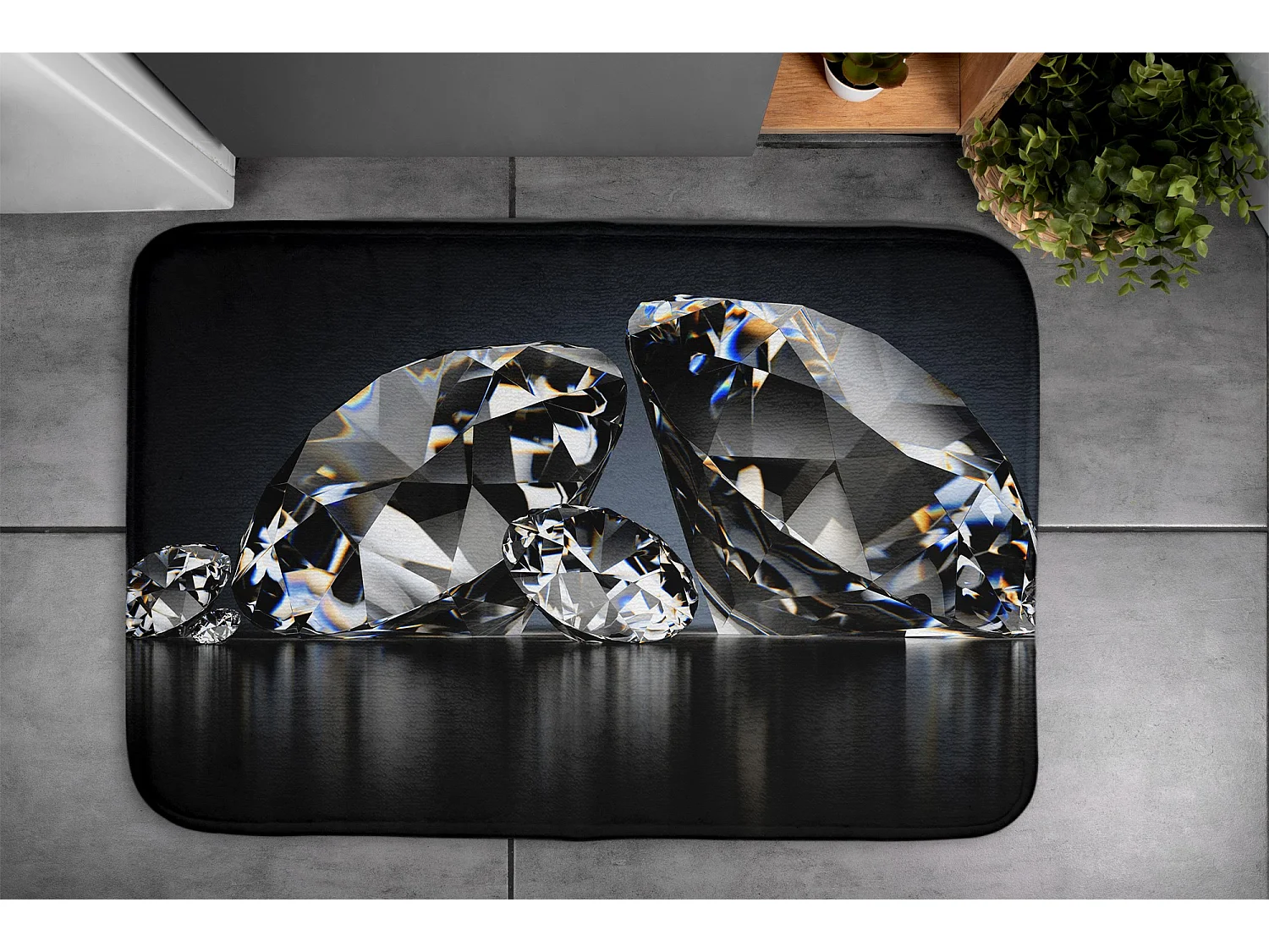 Alfombra de baño de lujo 90x60 cm - Alfombra de baño suave Diamantes brillantes