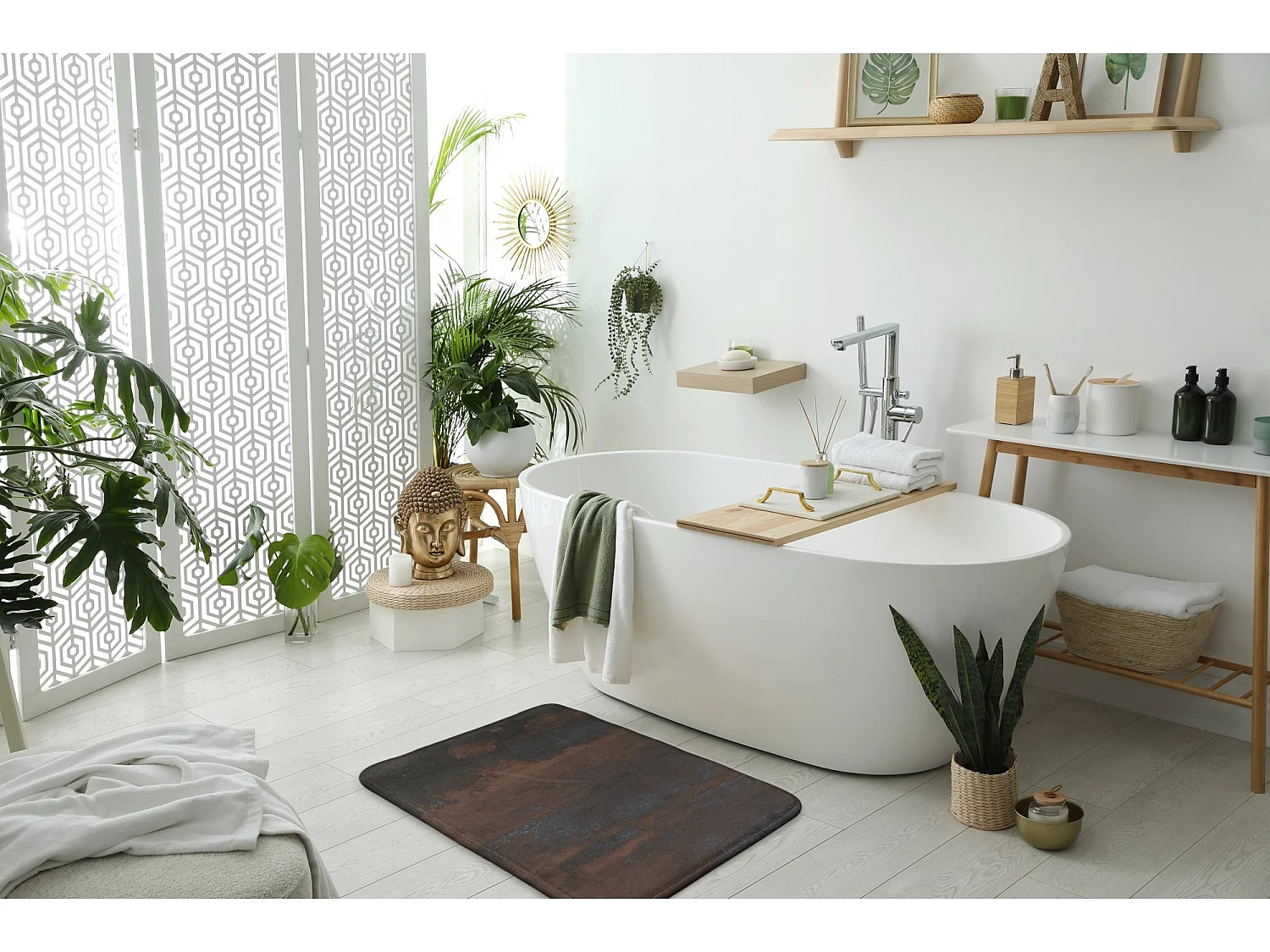 Luxus-Badezimmerteppich 90x60 cm - Weicher Badezimmerteppich Industrierost