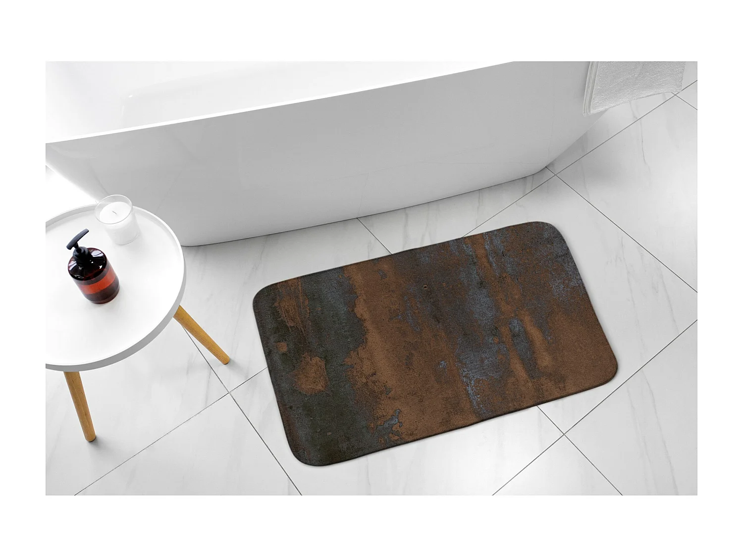 Tapis de salle de bain de luxe 90x60 cm - Tapis de salle de bain doux Rouille industrielle