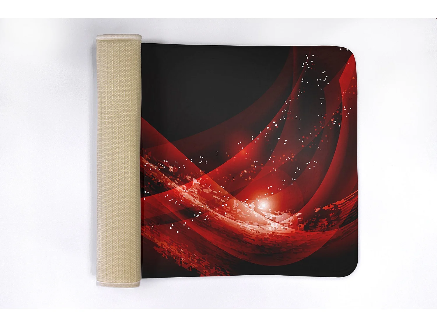 Weicher Badezimmerteppich 90 x 60 cm – Rutschfester Badezimmerteppich mit kräftiger roter Abstraktion