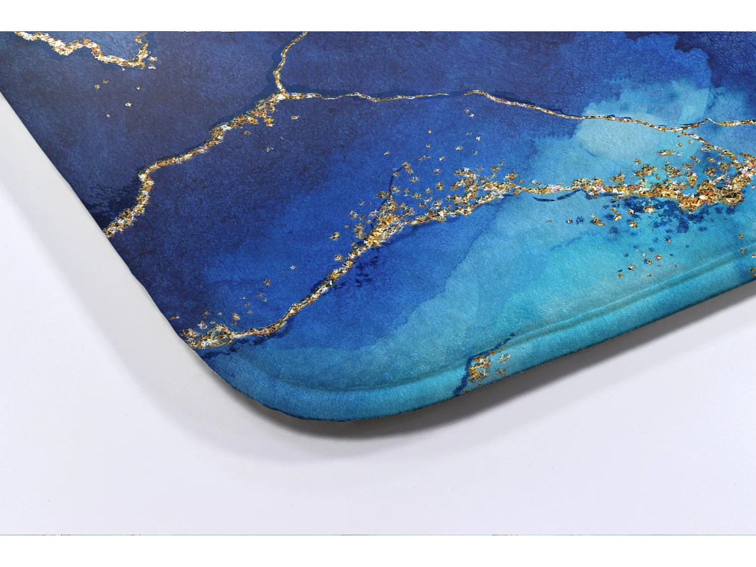 Badezimmermatte 75 x 45 cm – rutschfeste Badezimmermatte aus ruhigem blauem Marmor