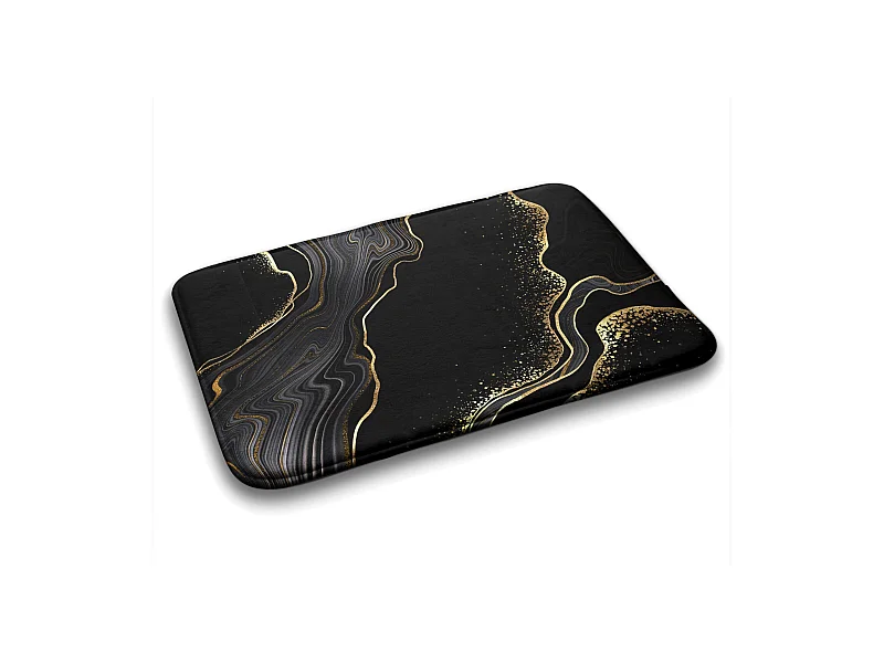 Moderner Badezimmerteppich 90x60 cm - Bequemer Badezimmerteppich Edler schwarzer Marmor