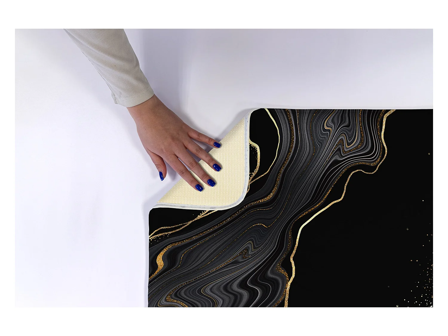 Tappeto da bagno moderno 90x60 cm - Comodo tappeto da bagno Nobile marmo nero