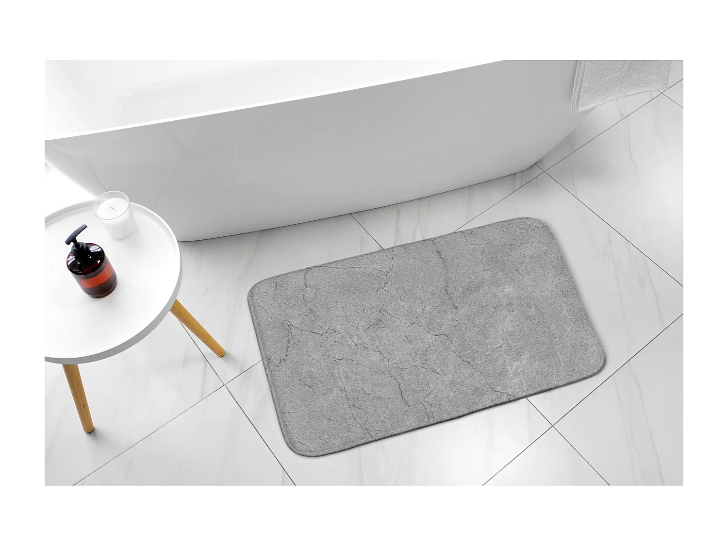 Eleganter Badezimmerteppich 90x60 cm - Moderner Badezimmerteppich Moderner grauer Beton