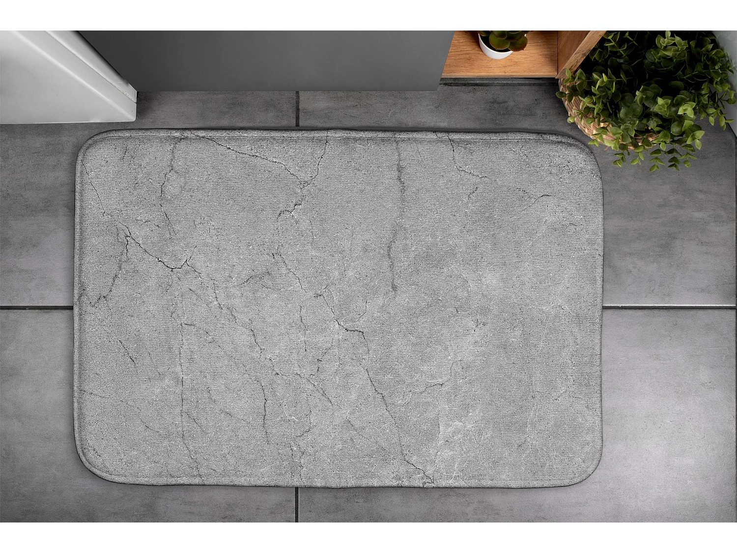 Eleganter Badezimmerteppich 90x60 cm - Moderner Badezimmerteppich Moderner grauer Beton