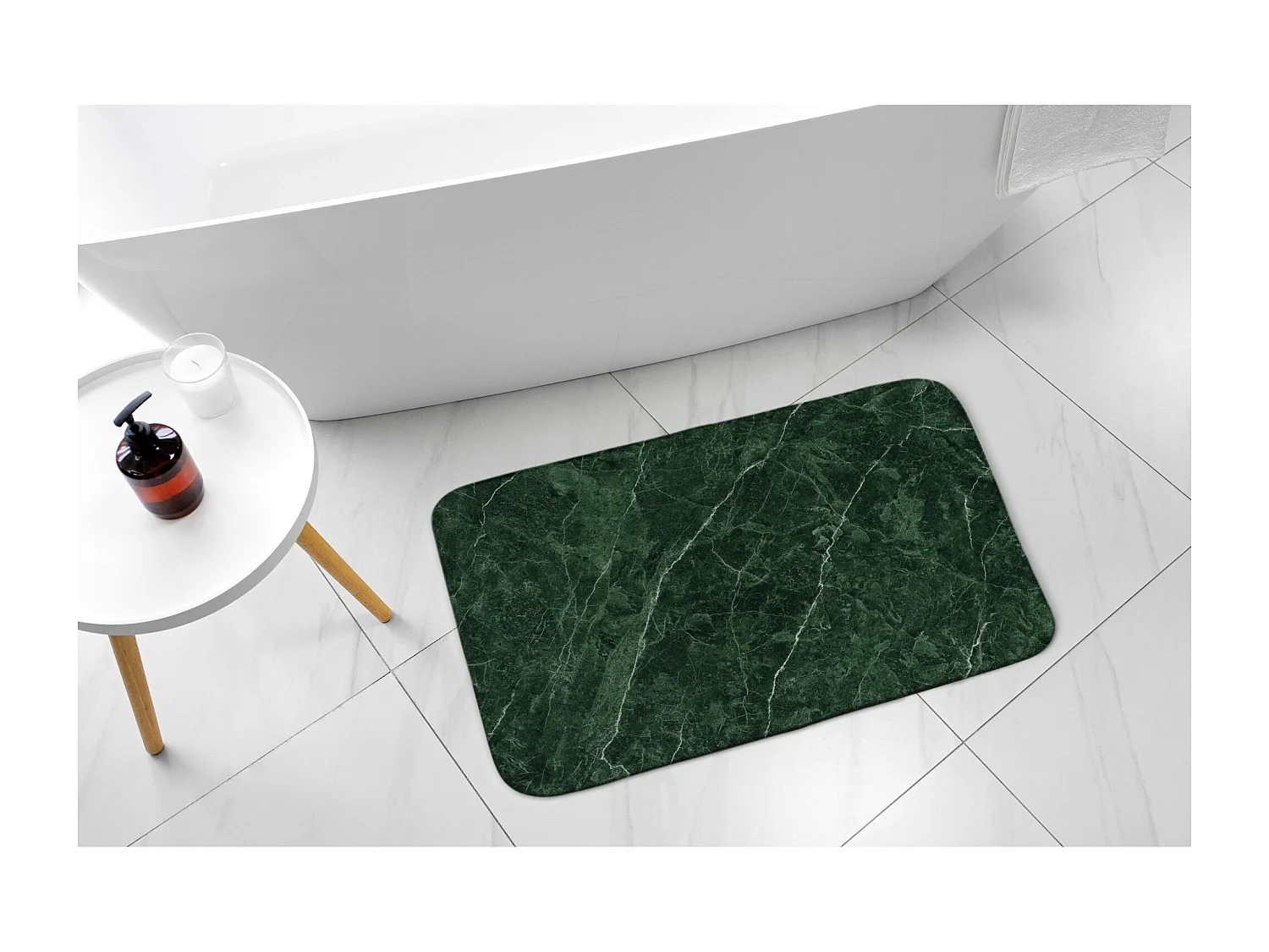 Alfombra de baño elegante 90x60 cm - Alfombra de baño moderna Mármol verde único