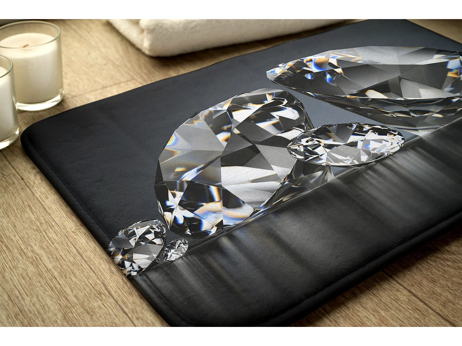 Alfombra de baño de lujo 75x45 cm - Alfombra de baño suave Diamantes brillantes