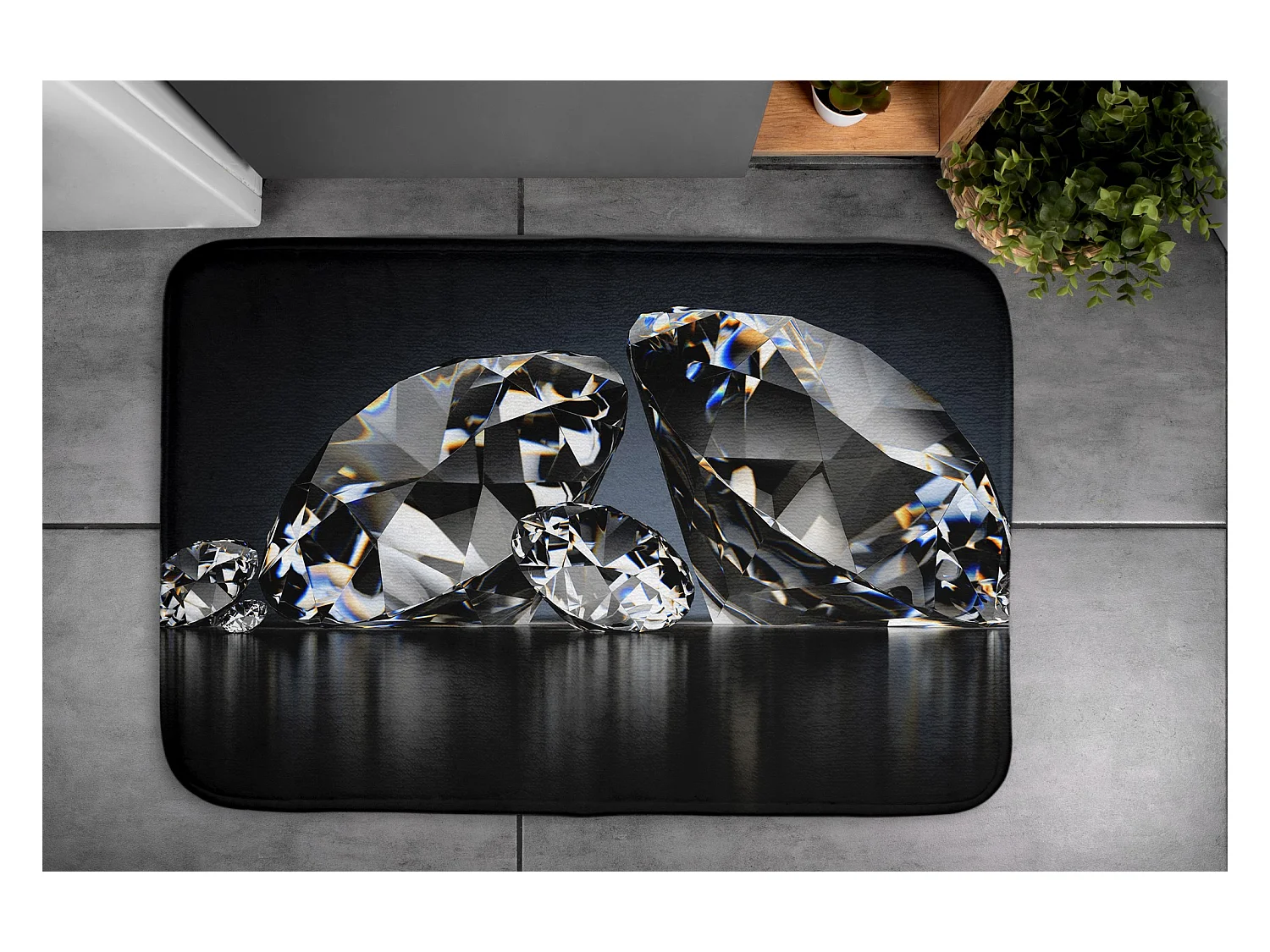 Alfombra de baño de lujo 75x45 cm - Alfombra de baño suave Diamantes brillantes