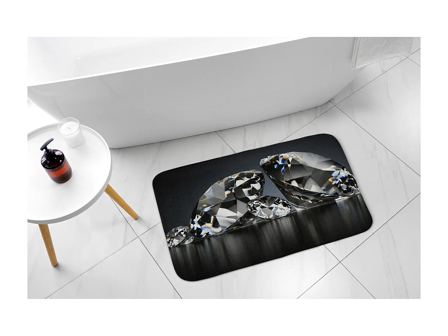 Luxuriöser Badezimmerteppich 75 x 45 cm – weiche Badematte, glänzende Diamanten