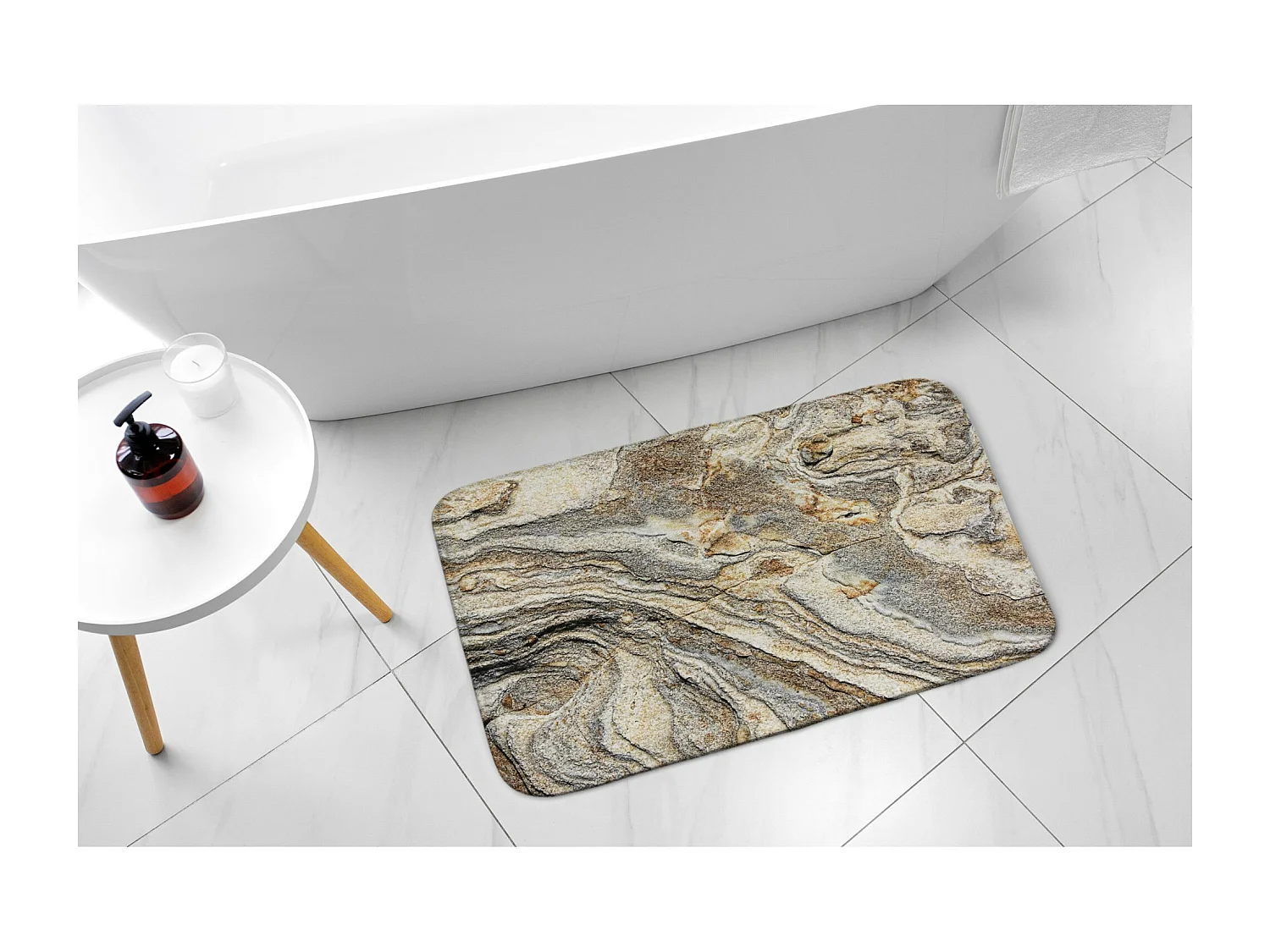 Tapis de salle de bain moderne 75x45 cm - Tapis de salle de bain confortable Marbre élégant