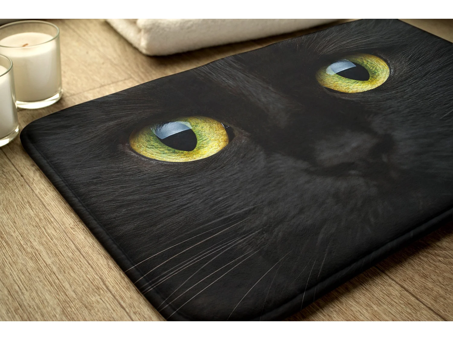 Modern Badkamertapijt 90x60 cm - Comfortabel Badkamertapijt Schattig Zwart Kat