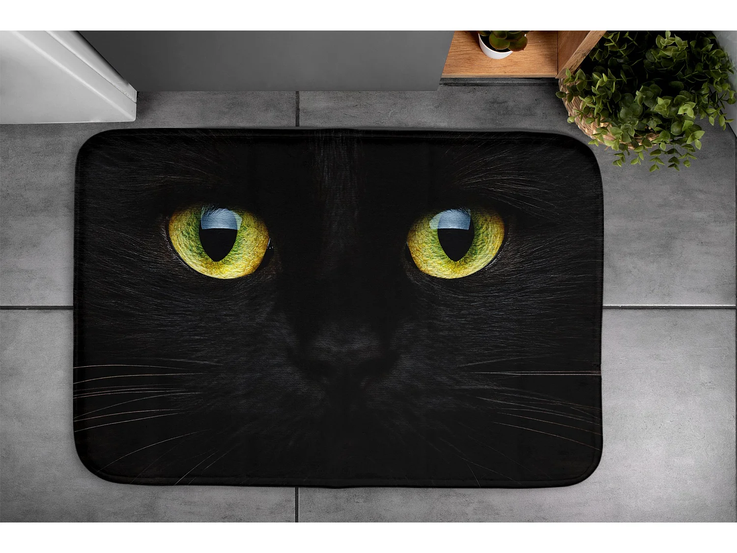 Modern Badkamertapijt 90x60 cm - Comfortabel Badkamertapijt Schattig Zwart Kat