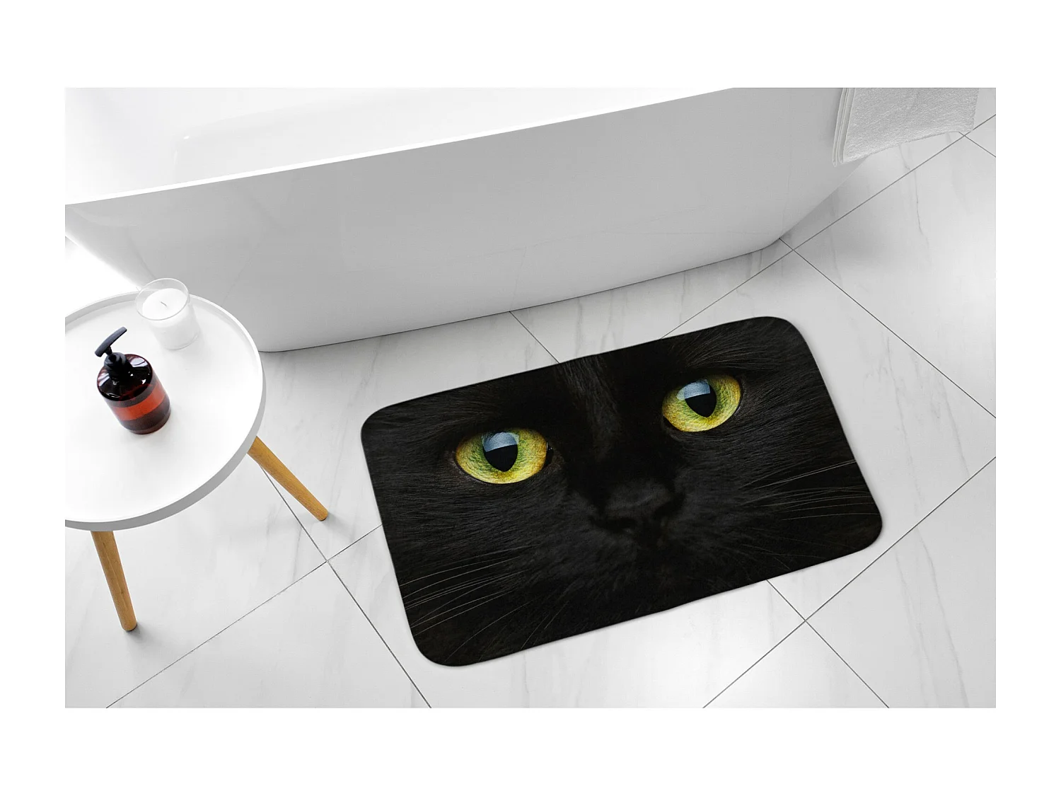 Alfombra de baño moderna 90x60 cm - Cómoda alfombra de baño Lindo gato negro