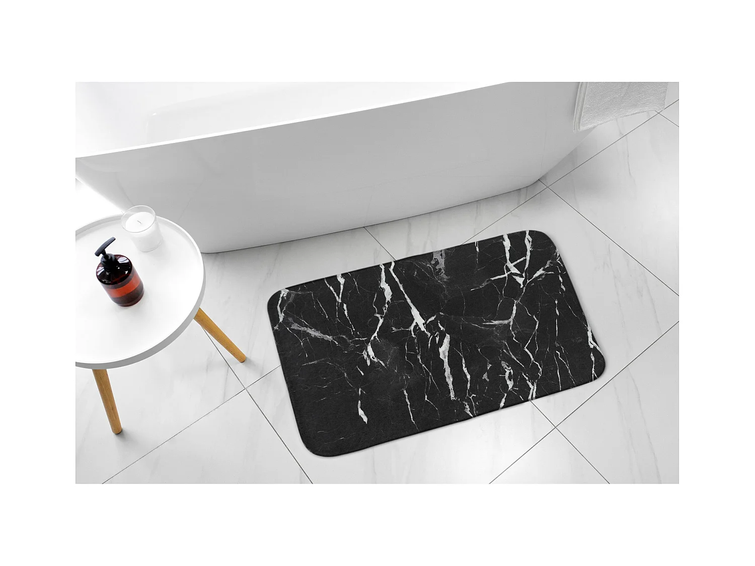 Luxe badkamerkleed 75x45 cm - Elegante zwarte marmeren zachte badmat