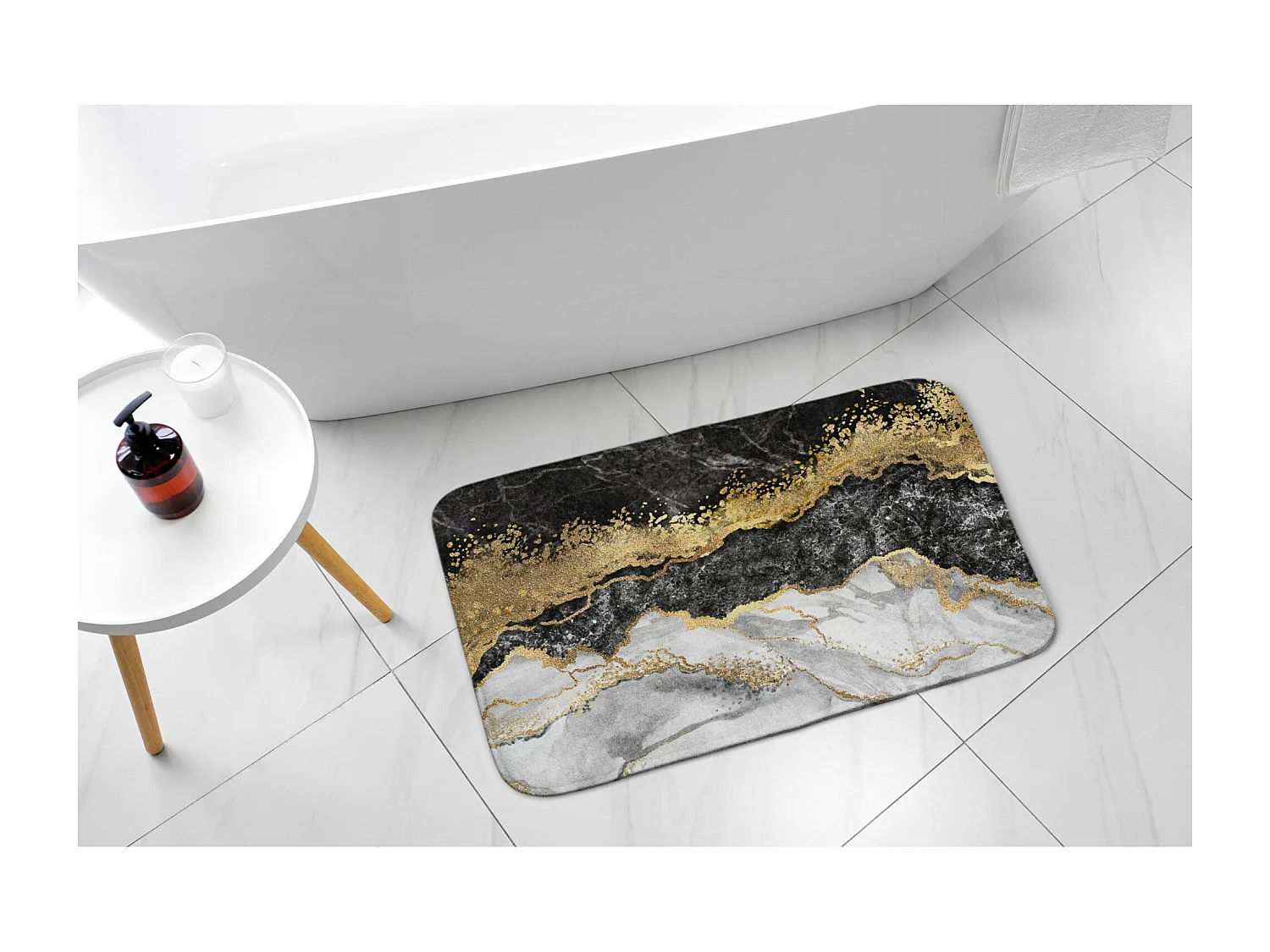 Alfombra de baño de lujo 75x45 cm - Alfombra de baño suave Mármol dorado