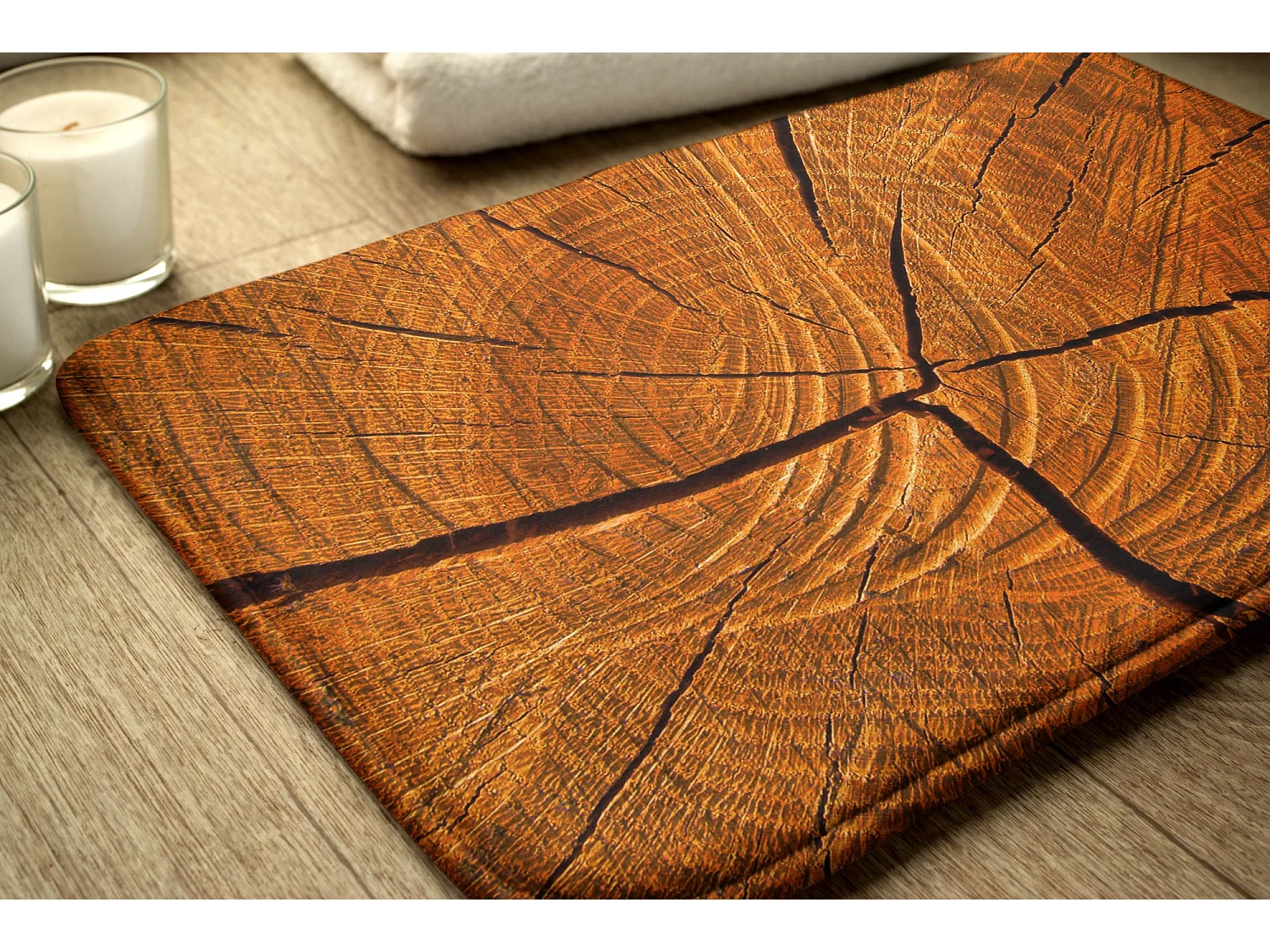 Moderner Badezimmerteppich 75x45 cm - Bequemer Badezimmerteppich Rustikaler Baumstamm