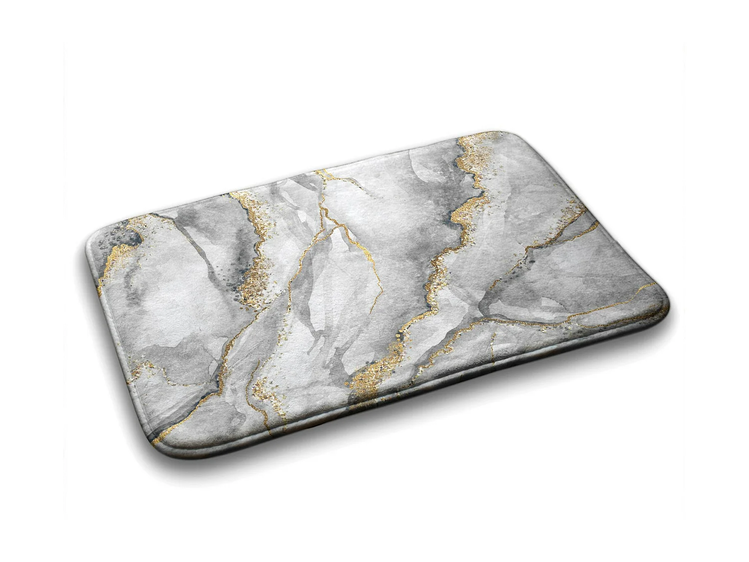 Weicher Badezimmerteppich 75 x 45 cm – eleganter rutschfester Badezimmerteppich aus grauem Marmor