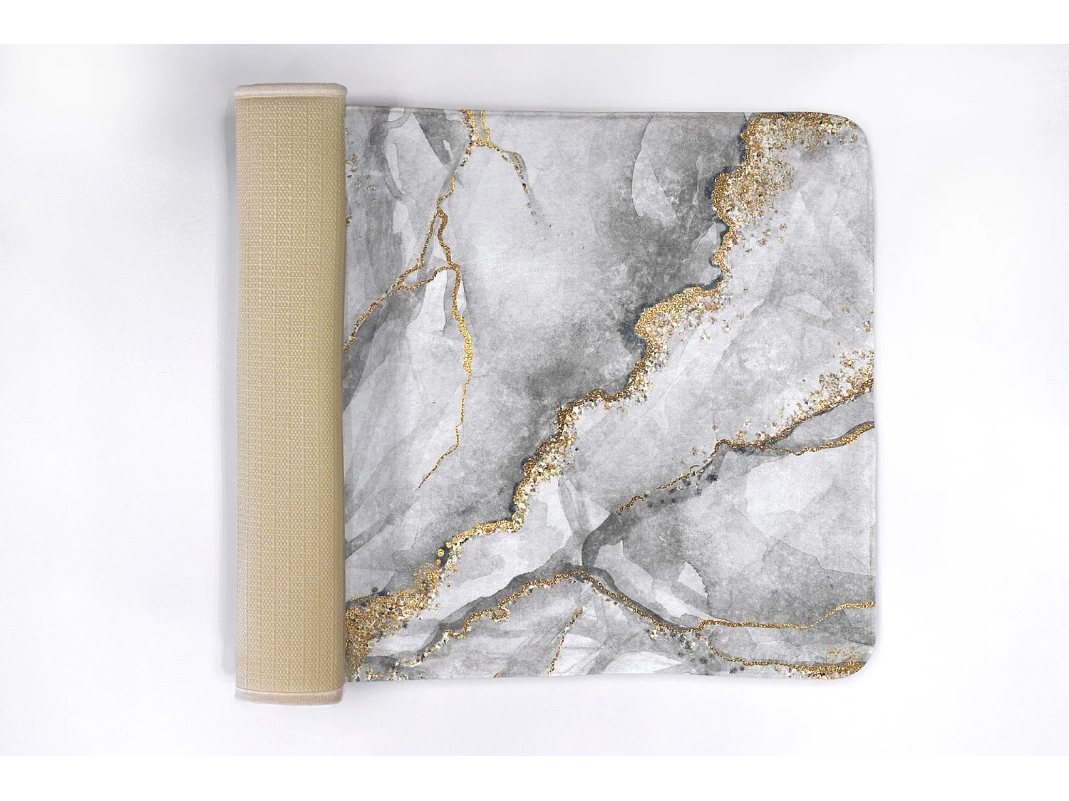 Weicher Badezimmerteppich 75 x 45 cm – eleganter rutschfester Badezimmerteppich aus grauem Marmor