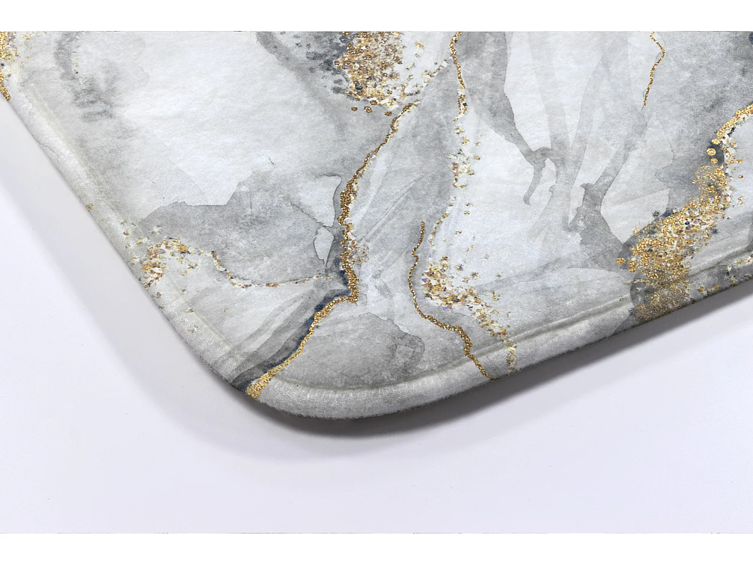 Weicher Badezimmerteppich 75 x 45 cm – eleganter rutschfester Badezimmerteppich aus grauem Marmor