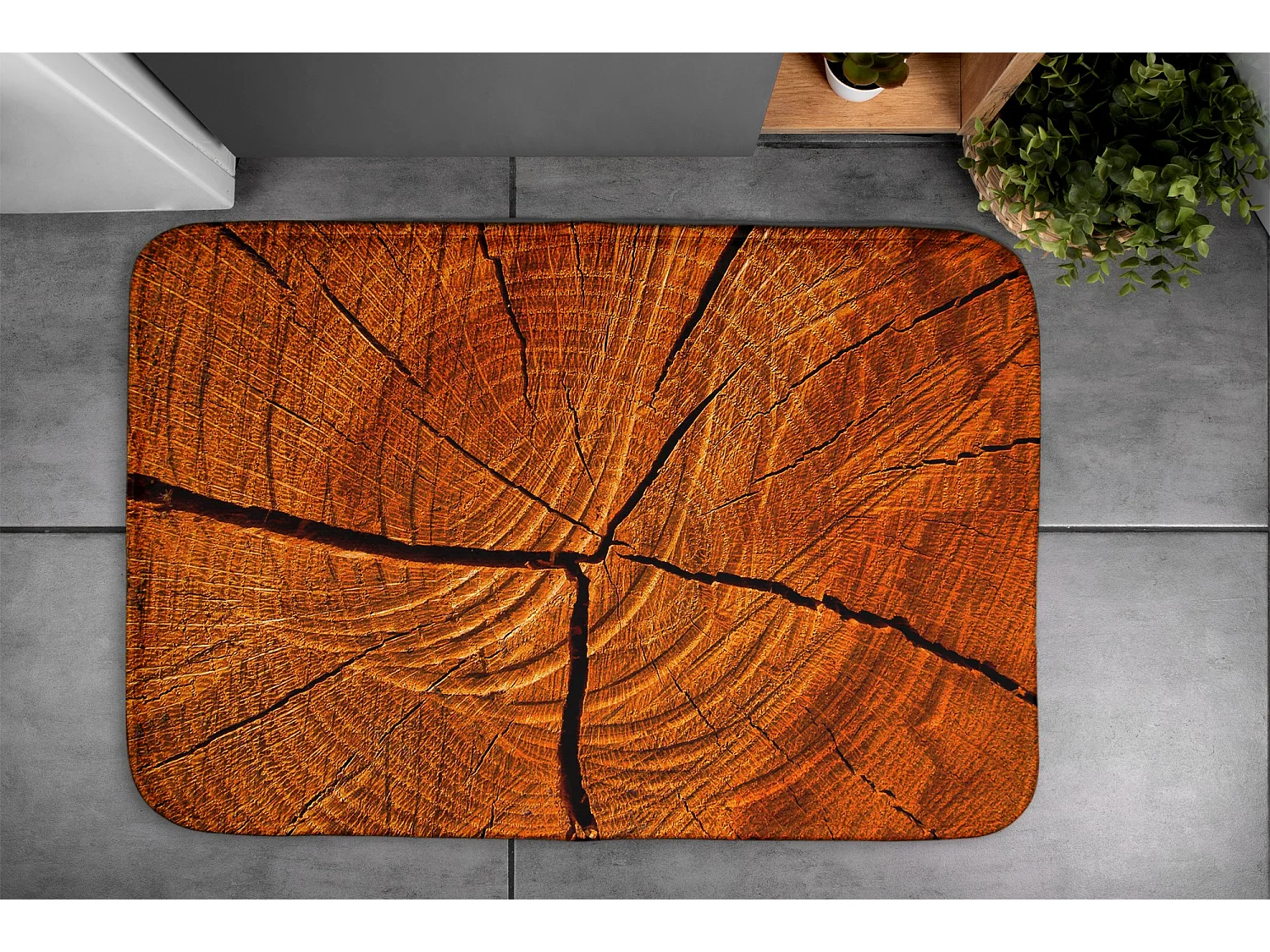 Moderner Badezimmerteppich 90x60 cm - Bequemer Badezimmerteppich Rustikaler Baumstamm