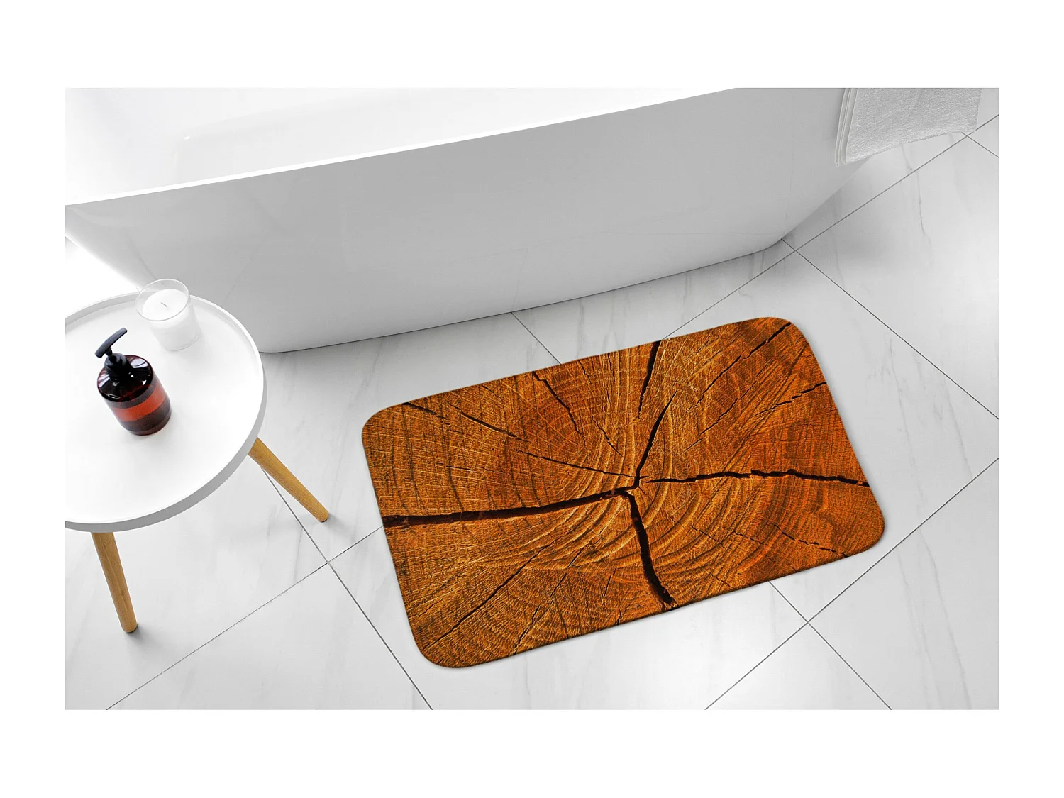 Moderner Badezimmerteppich 90x60 cm - Bequemer Badezimmerteppich Rustikaler Baumstamm