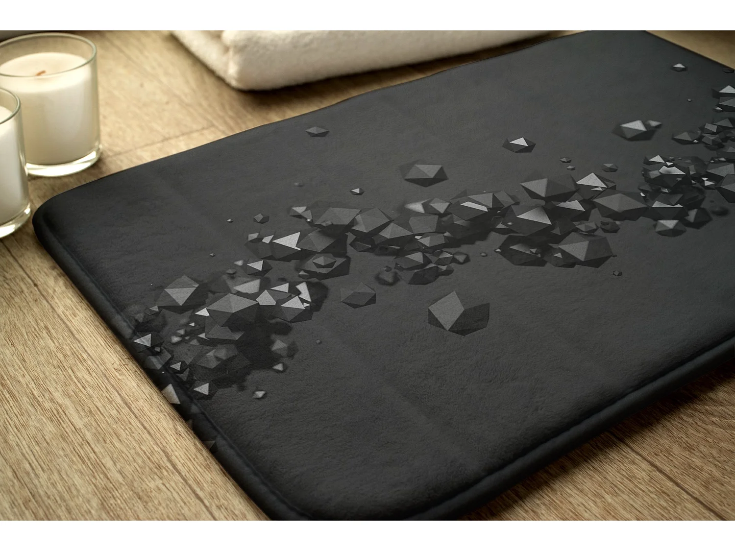 Stilvoller Badezimmerteppich 75x45 cm - Moderner Badezimmerteppich Geometrische schwarze Abstraktion